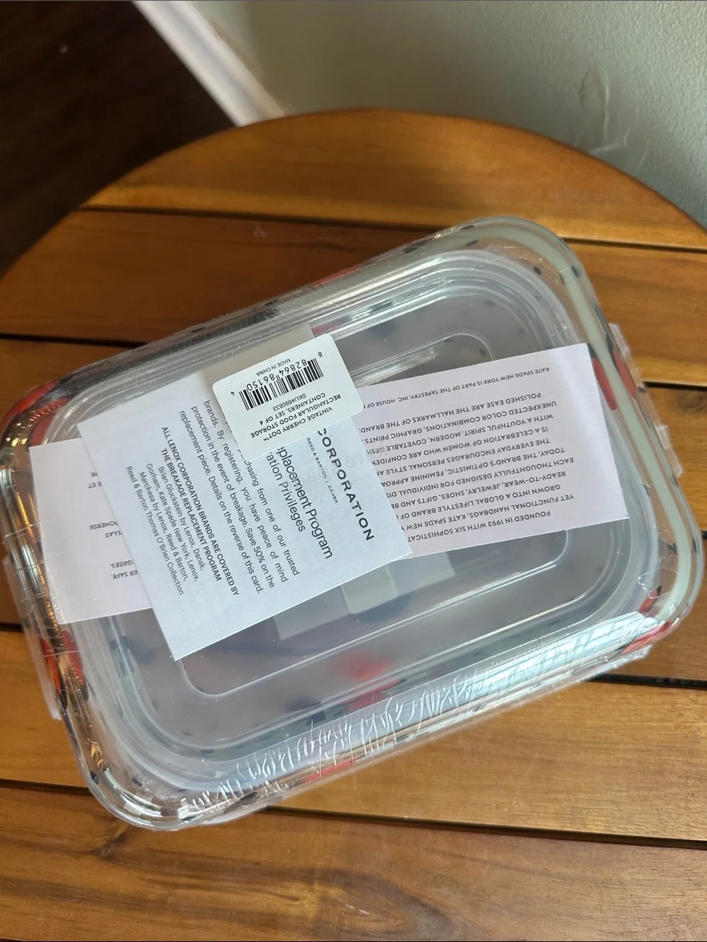 Nwt Kate spade vintage cherry dot rectangular food storage containers